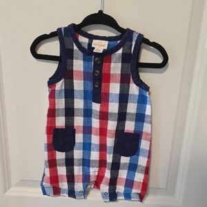 Plaid Sleeveless Baby Romper